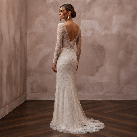 Delicate Ivory Embroidered Net Column for Engagement Shoot