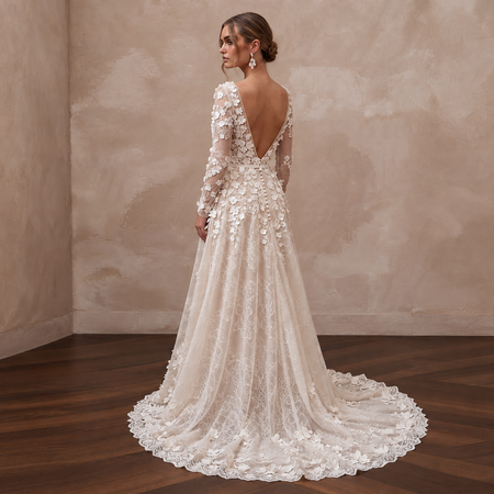 Delicate Lace Wedding Dress with Floral Appliques