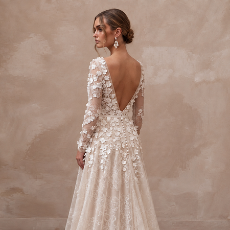 Delicate Lace Wedding Dress with Floral Appliques