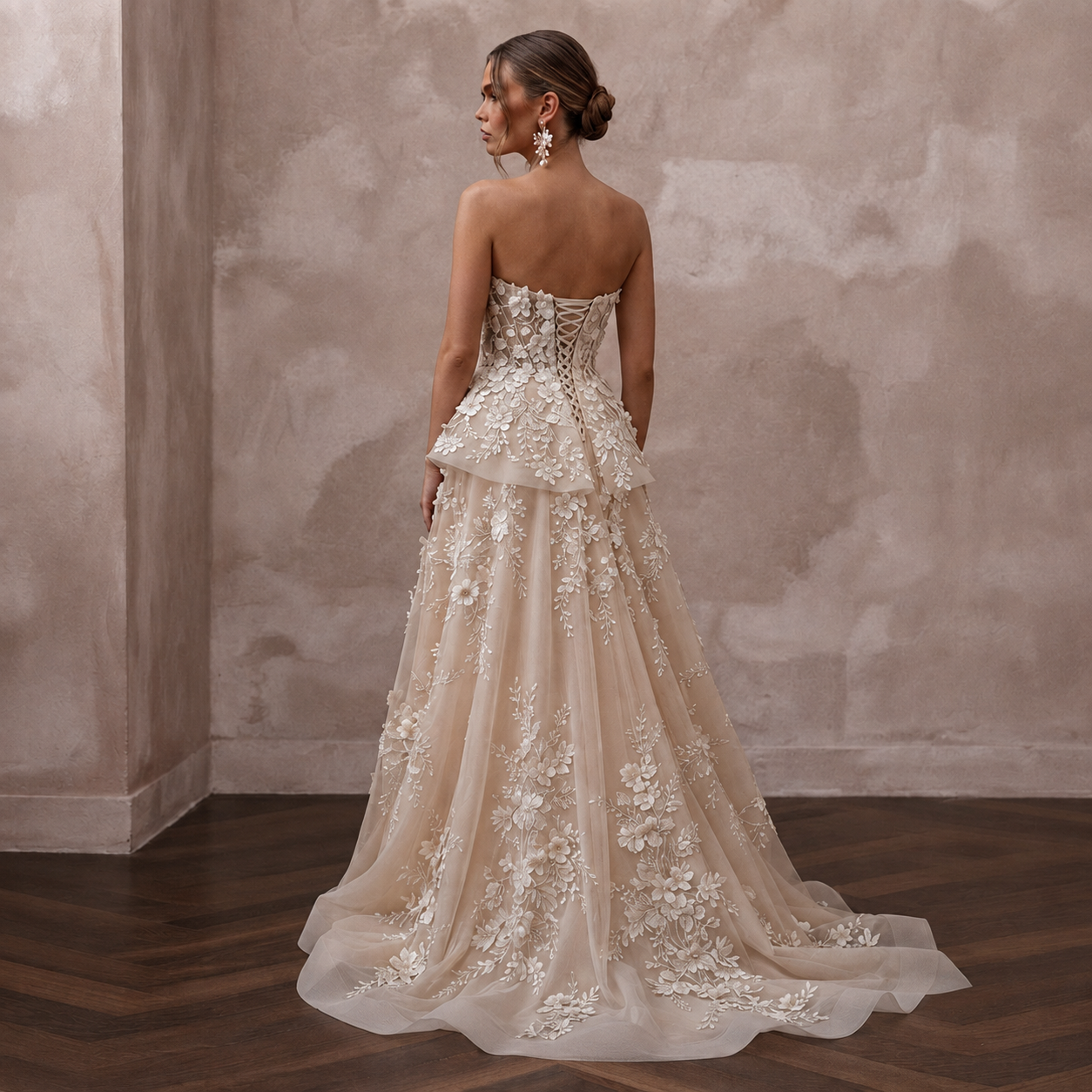 Designer Bridal Gowns with Handcrafted Floral Embroidery Secondary image