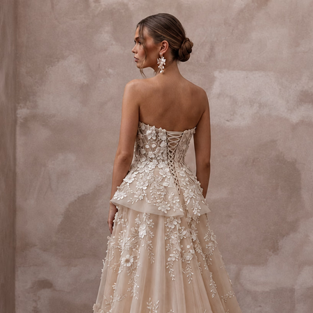 Designer Bridal Gowns with Handcrafted Floral Embroidery - Apparel & Accessories > Clothing > Wedding & Bridal Party Dresses > Wedding Dresses - Mignonette