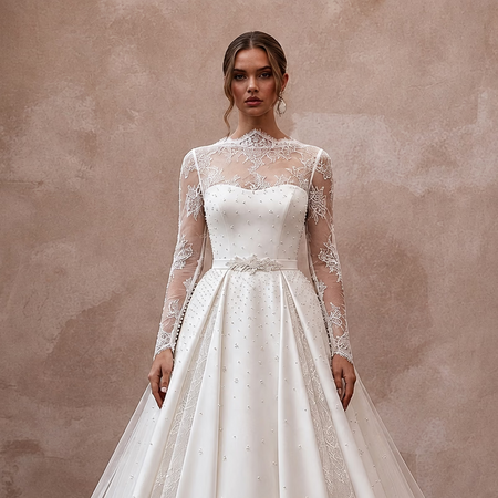 Designer Bridal Gowns with Silk, Lace, Mikado, and Tulle Elegance - Apparel & Accessories > Clothing > Wedding & Bridal Party Dresses > Wedding Dresses - Mignonette Bridal