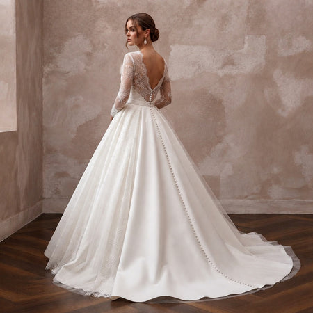 Designer Bridal Gowns with Silk, Lace, Mikado, and Tulle Elegance - Apparel & Accessories > Clothing > Wedding & Bridal Party Dresses > Wedding Dresses - Mignonette Bridal