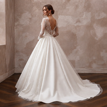 Designer Bridal Gowns with Silk, Lace, Mikado, and Tulle Elegance