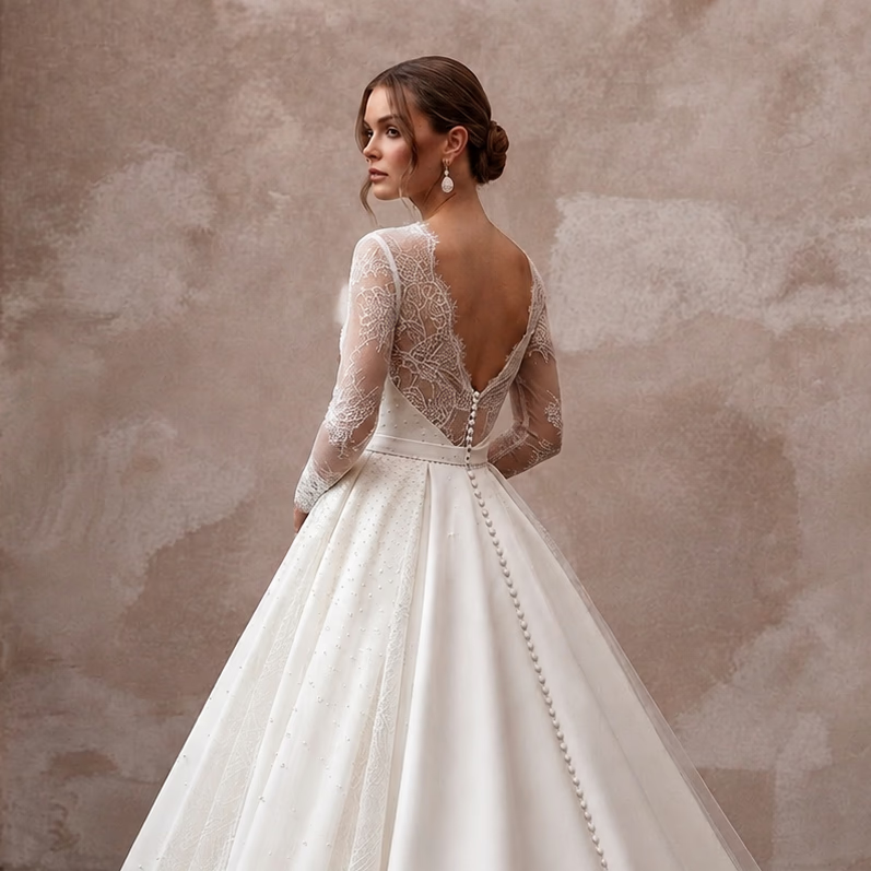 Designer Bridal Gowns with Silk, Lace, Mikado, and Tulle Elegance - Apparel & Accessories > Clothing > Wedding & Bridal Party Dresses > Wedding Dresses - Mignonette Bridal