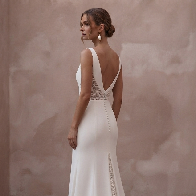 Destination Wedding Dresses with Easy-to-Pack Crepe
