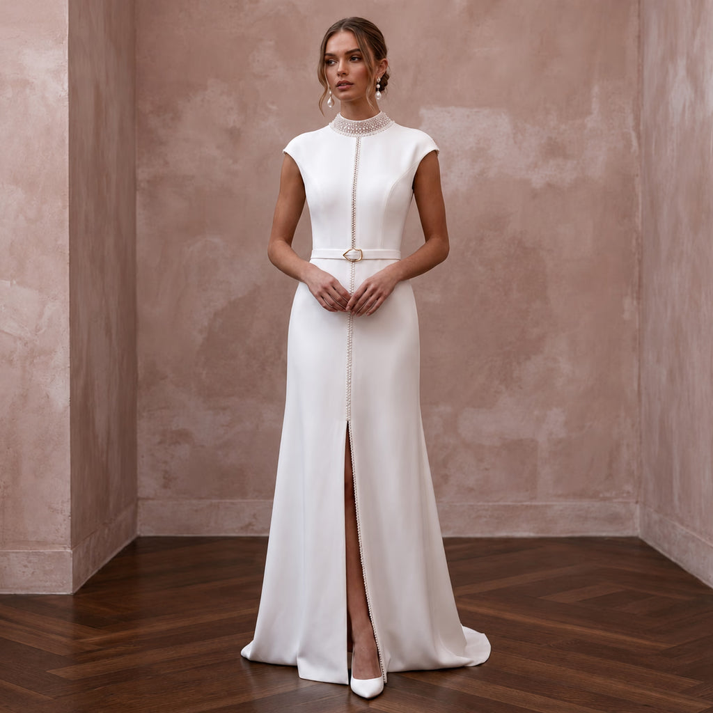 Destination Wedding Dresses with Travel - Friendly Crepe - Apparel & Accessories > Clothing > Wedding & Bridal Party Dresses > Wedding Dresses - Mignonette Bridal