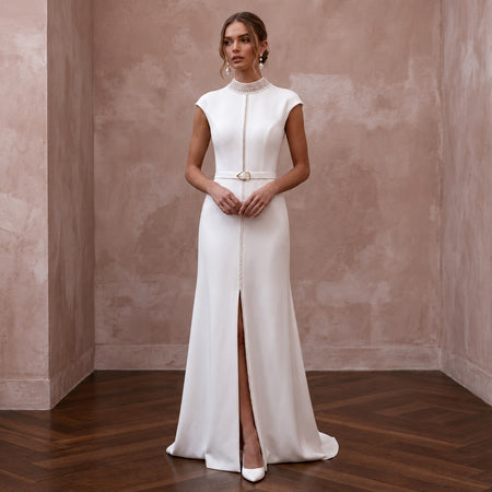 Destination Wedding Dresses with Travel - Friendly Crepe - Apparel & Accessories > Clothing > Wedding & Bridal Party Dresses > Wedding Dresses - Mignonette Bridal