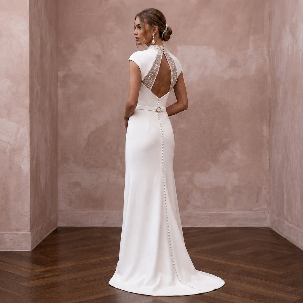Destination Wedding Dresses with Travel - Friendly Crepe - Apparel & Accessories > Clothing > Wedding & Bridal Party Dresses > Wedding Dresses - Mignonette Bridal