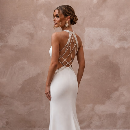 Destination Wedding Dresses with Wrinkle - Resistant Crepe - Apparel & Accessories > Clothing > Wedding & Bridal Party Dresses > Wedding Dresses - Mignonette Bridal