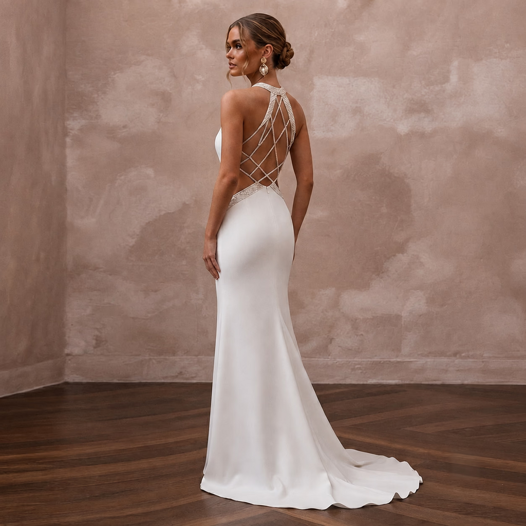 Destination Wedding Dresses with Wrinkle - Resistant Crepe - Apparel & Accessories > Clothing > Wedding & Bridal Party Dresses > Wedding Dresses - Mignonette Bridal
