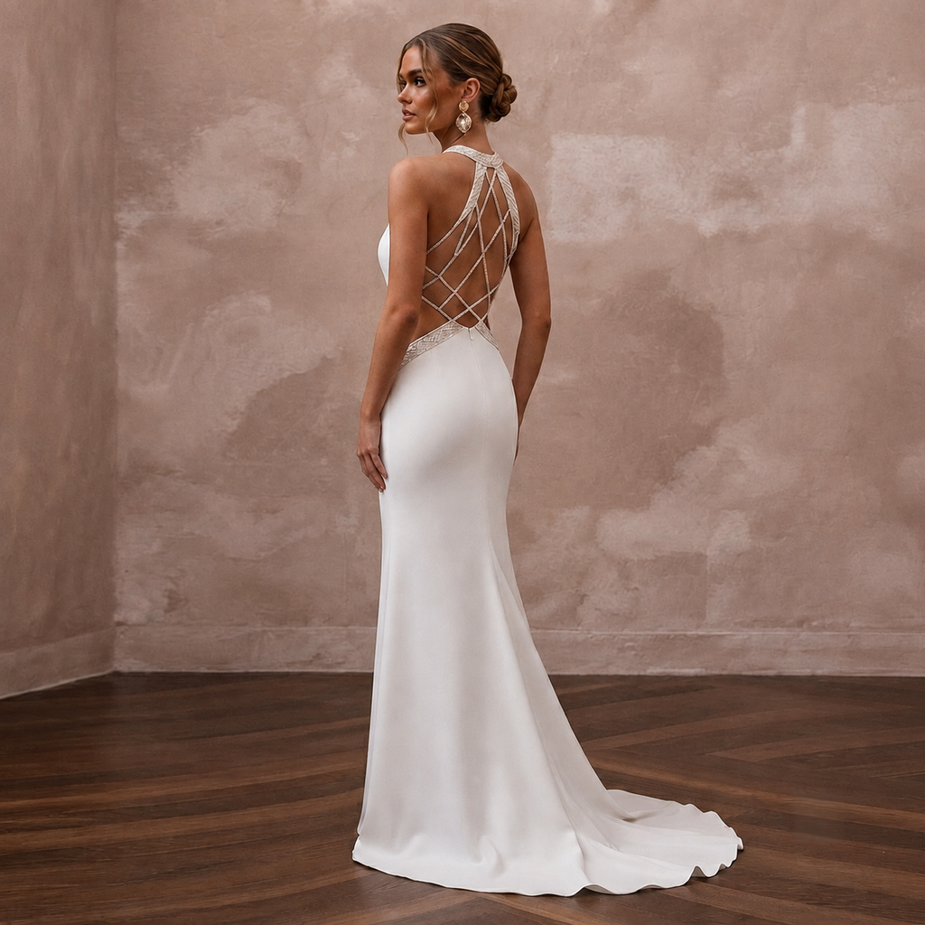 Destination Wedding Dresses with Wrinkle-Resistant Crepe