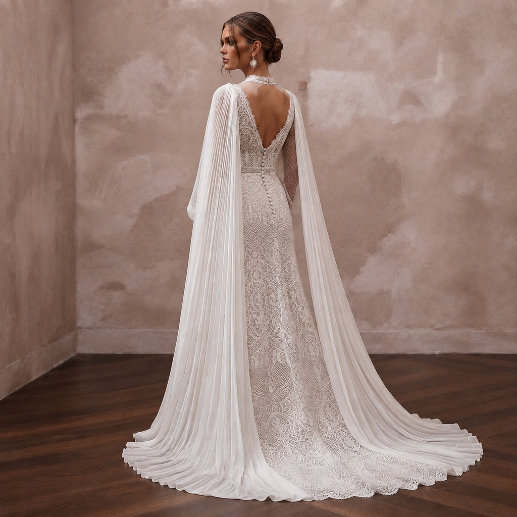 Detachable Cape Wedding Dresses with Versatile Bridal Style
