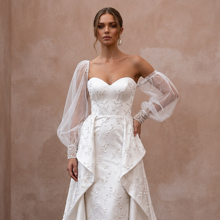 Detachable Sleeve Wedding Dresses with Convertible Design