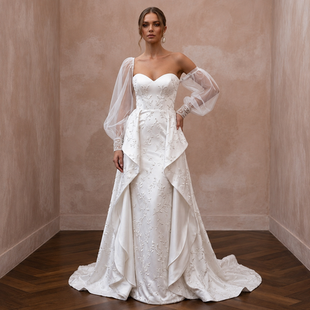 Detachable Sleeve Wedding Dresses with Convertible Design