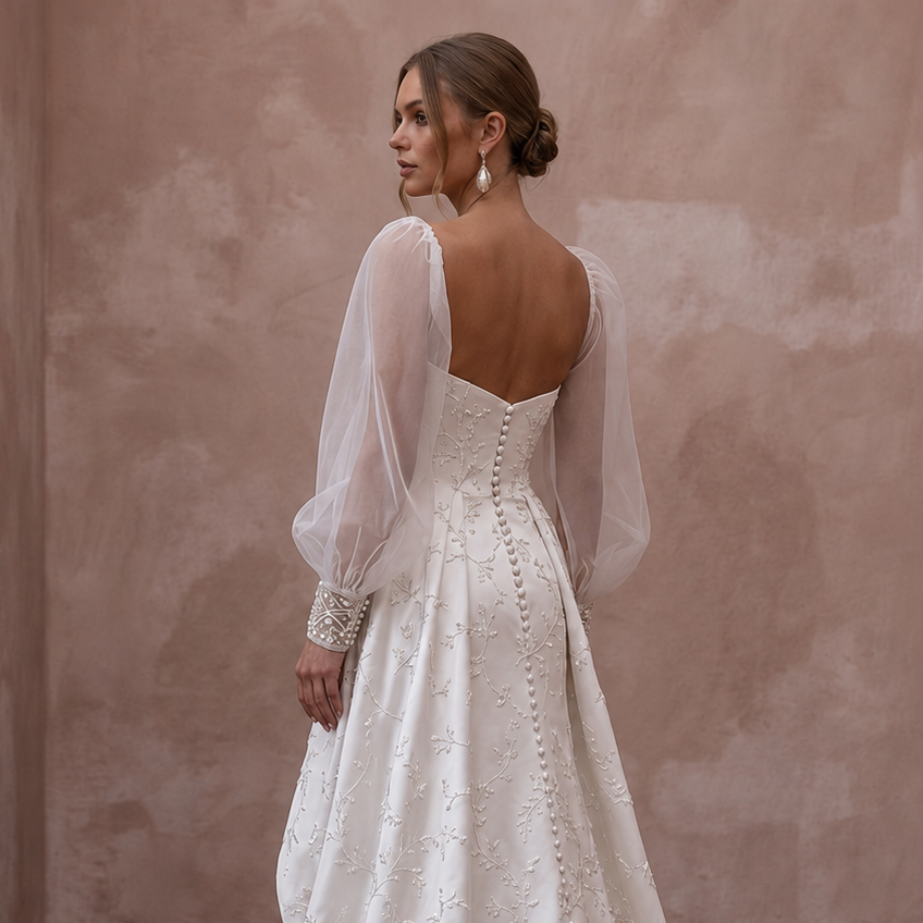 Detachable Sleeve Wedding Dresses with Convertible Design