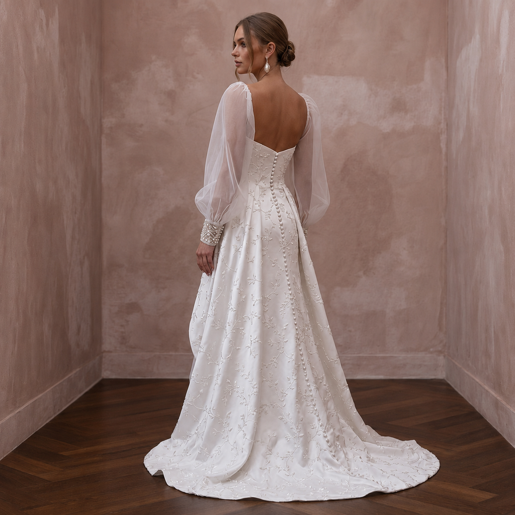 Detachable Sleeve Wedding Dresses with Convertible Design