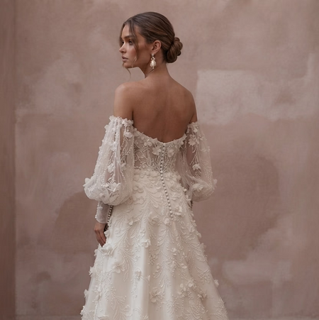 Detachable Sleeve Wedding Dresses with Two - in - One Styling - Apparel & Accessories > Clothing > Wedding & Bridal Party Dresses > Wedding Dresses - Mignonette