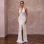 Disco-Era White Sequin Halter Wedding Gown for 70s Themed After-Party