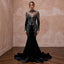 Dramatic Black Velvet Long Sleeve Mermaid Gown for Winter Themed Wedding