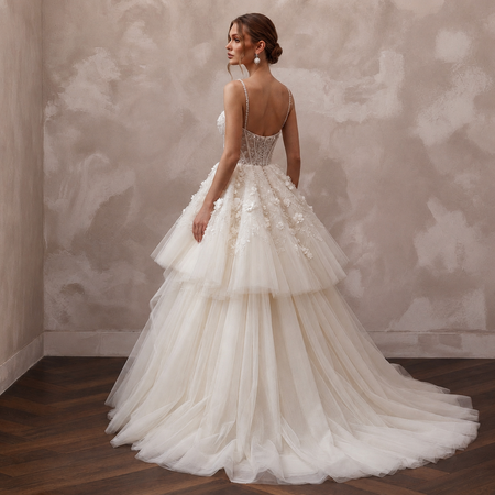 Dramatic Tulle Bridal Gown for a Formal Wedding Reception - Apparel & Accessories > Clothing > Wedding & Bridal Party Dresses > Wedding Dresses - Mignonette Bridal