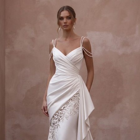 Draped Satin Wedding Dresses with Graceful Silhouettes