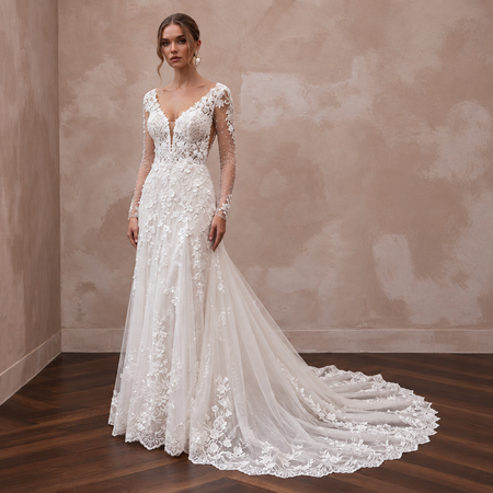 Dreamy Lace Bridal Dress with Illusion Sleeves