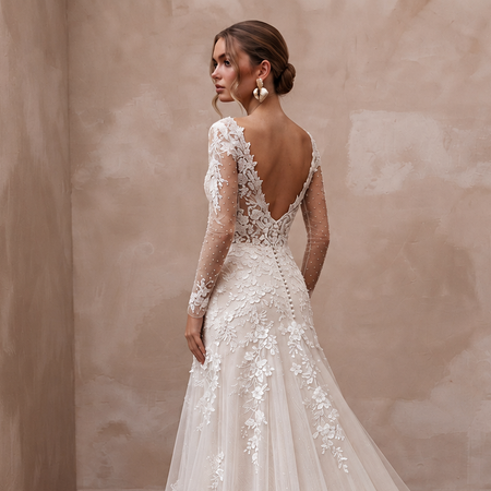 Dreamy Lace Bridal Dress with Illusion Sleeves
