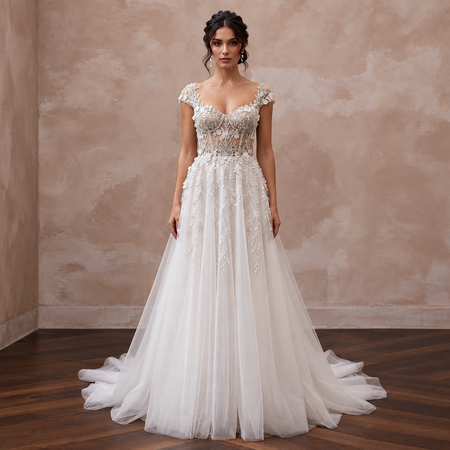 Dreamy Tulle Bridal Gown with Embroidered Bodice