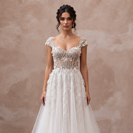 Dreamy Tulle Bridal Gown with Embroidered Bodice