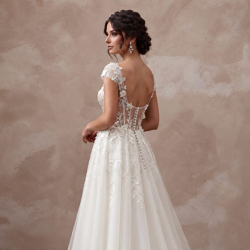 Dreamy Tulle Bridal Gown with Embroidered Bodice