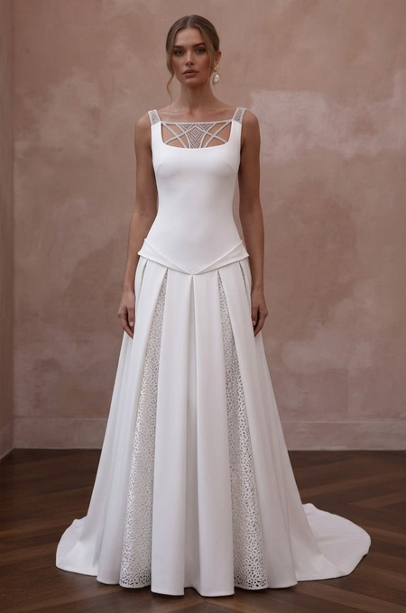 Drop Waist Wedding Dresses with Modern Bridal Style - Apparel & Accessories > Clothing > Wedding & Bridal Party Dresses > Wedding Dresses - Mignonette