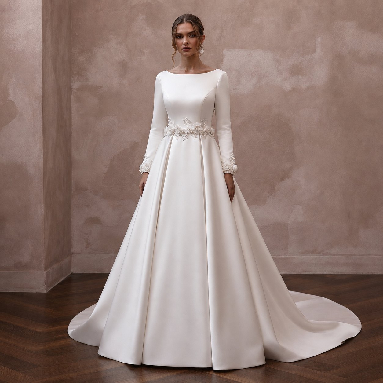 Duchess Satin A-Line Wedding Dresses with Classic Charm Main image