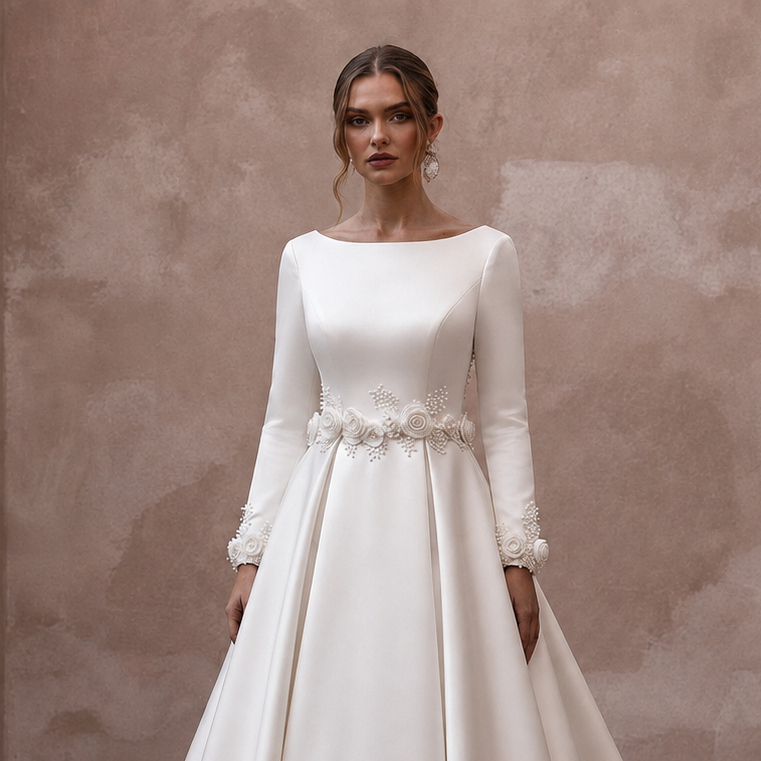 Duchess Satin A-Line Wedding Dresses with Classic Charm