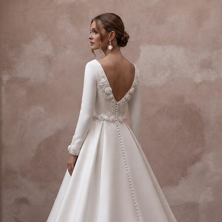 Duchess Satin A - Line Wedding Dresses with Classic Charm - Apparel & Accessories > Clothing > Wedding & Bridal Party Dresses > Wedding Dresses - Mignonette