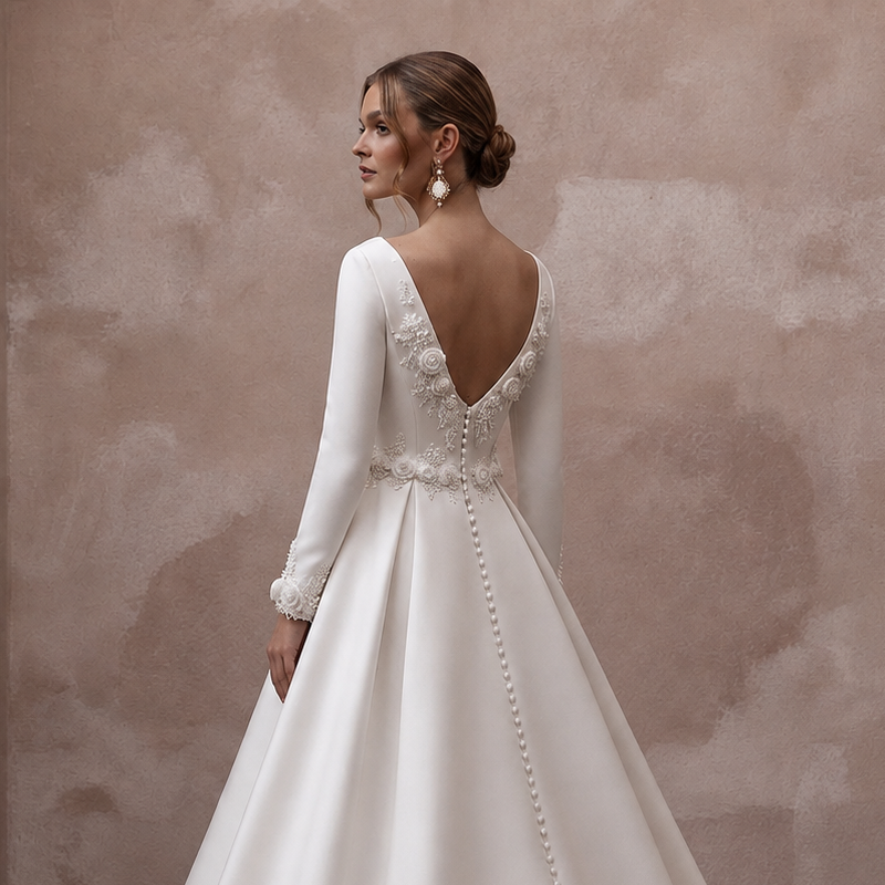 Duchess Satin A-Line Wedding Dresses with Classic Charm