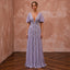 Dusty Lavender Chiffon Plunge Neck Pleated Skirt Prom Dress