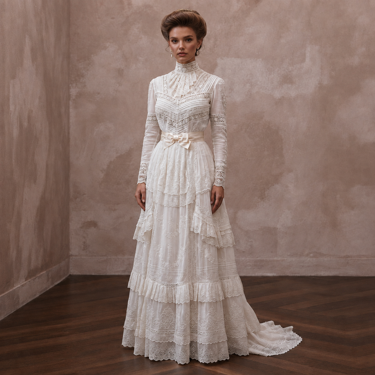 Edwardian Antique White Cotton Lawn Dress for Museum Elopement