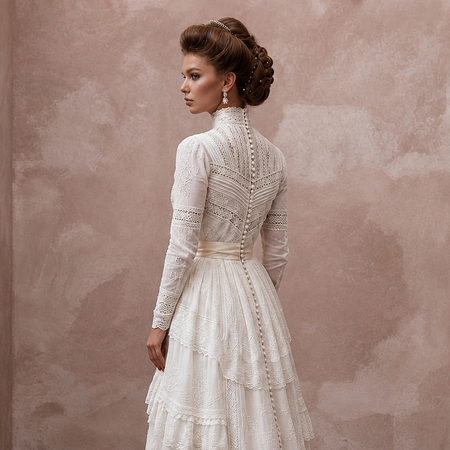 Edwardian Antique White Cotton Lawn Dress for Museum Elopement