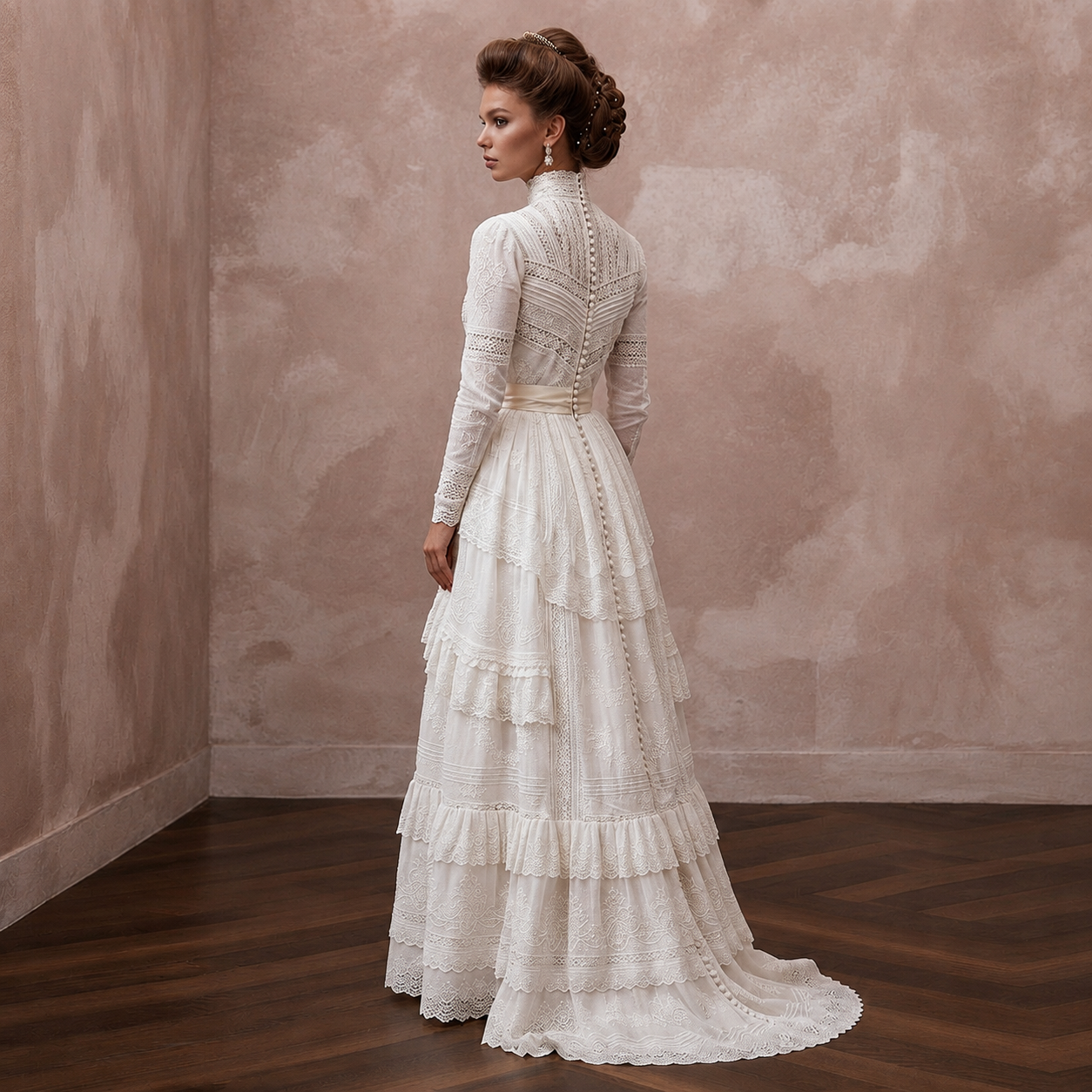 Edwardian Antique White Cotton Lawn Dress for Museum Elopement