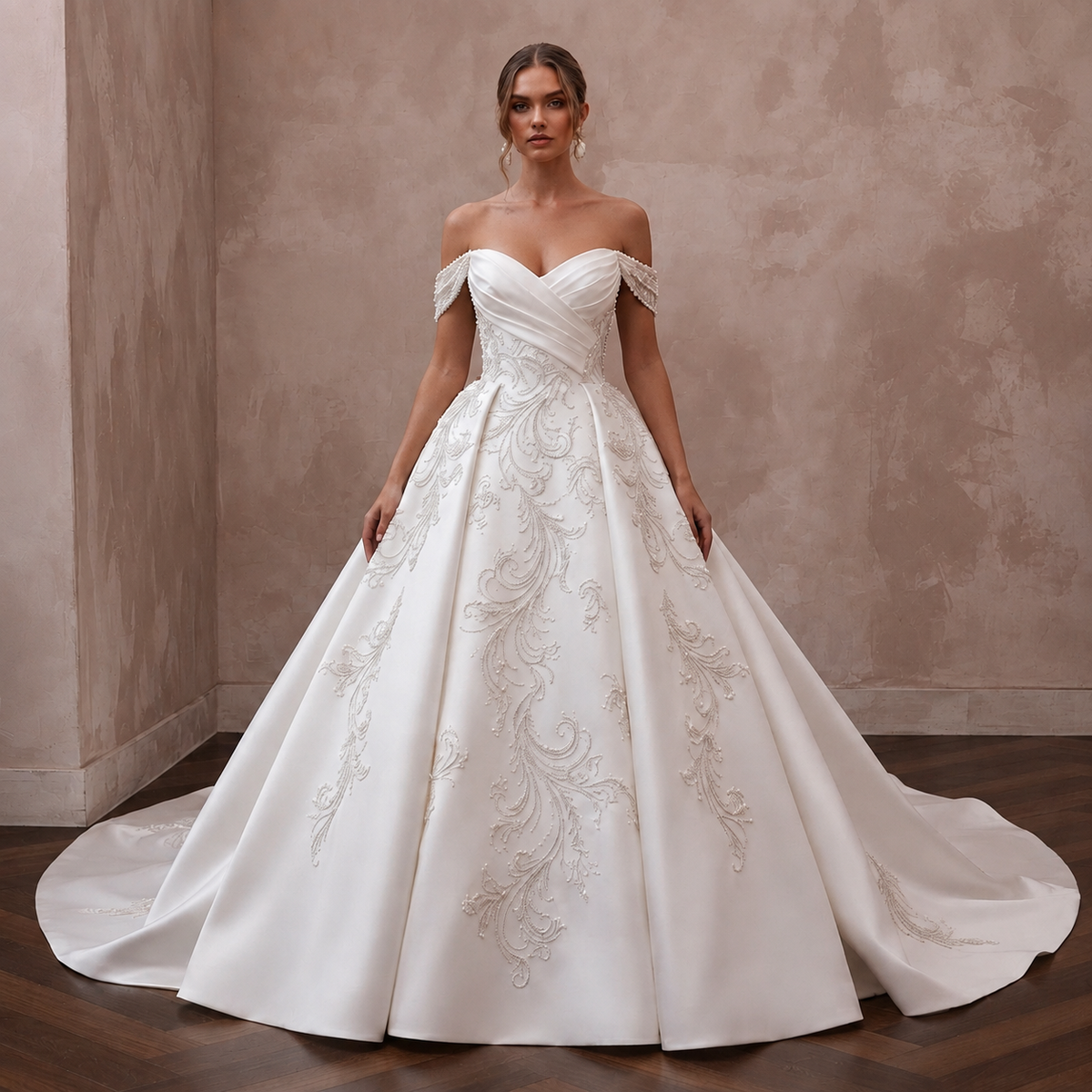Elegant Ball Gown Bridal Dress for a Cathedral Wedding - Apparel & Accessories > Clothing > Wedding & Bridal Party Dresses > Wedding Dresses - Mignonette Bridal