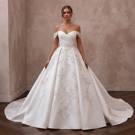 Elegant Ball Gown Bridal Dress for a Cathedral Wedding - Apparel & Accessories > Clothing > Wedding & Bridal Party Dresses > Wedding Dresses - Mignonette Bridal