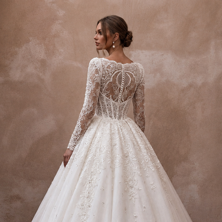 Elegant Ball Gown Wedding Dress for a Formal Ballroom Reception - Apparel & Accessories > Clothing > Wedding & Bridal Party Dresses > Wedding Dresses - Mignonette Bridal