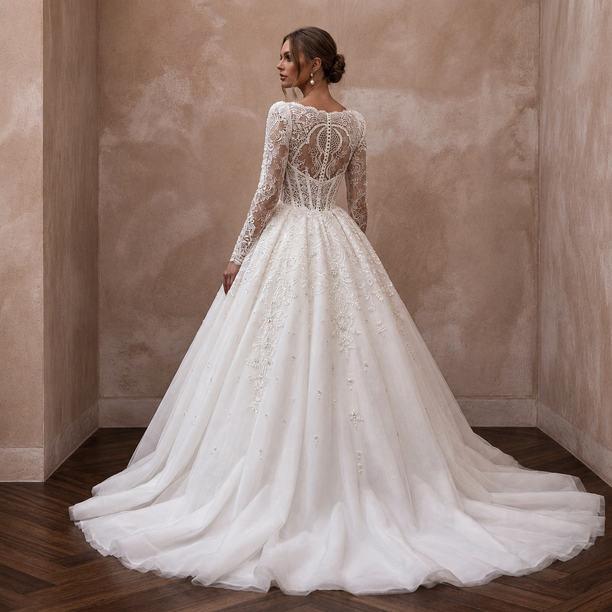 Elegant Ball Gown Wedding Dress for a Formal Ballroom Reception - Apparel & Accessories > Clothing > Wedding & Bridal Party Dresses > Wedding Dresses - Mignonette Bridal