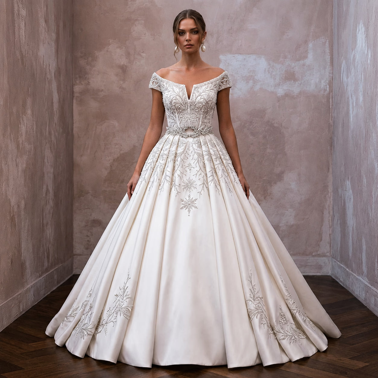 Elegant Ball Gown Wedding Dress for a Winter Reception