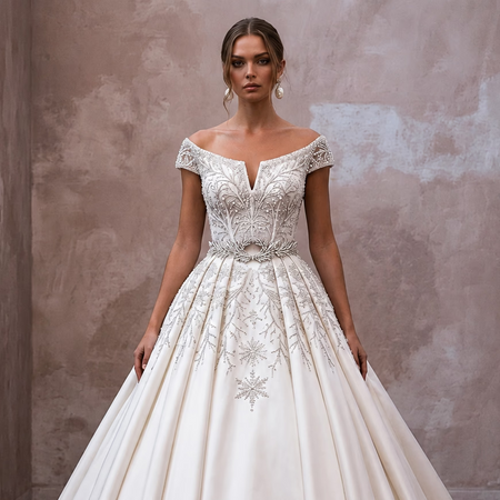 Elegant Ball Gown Wedding Dress for a Winter Reception