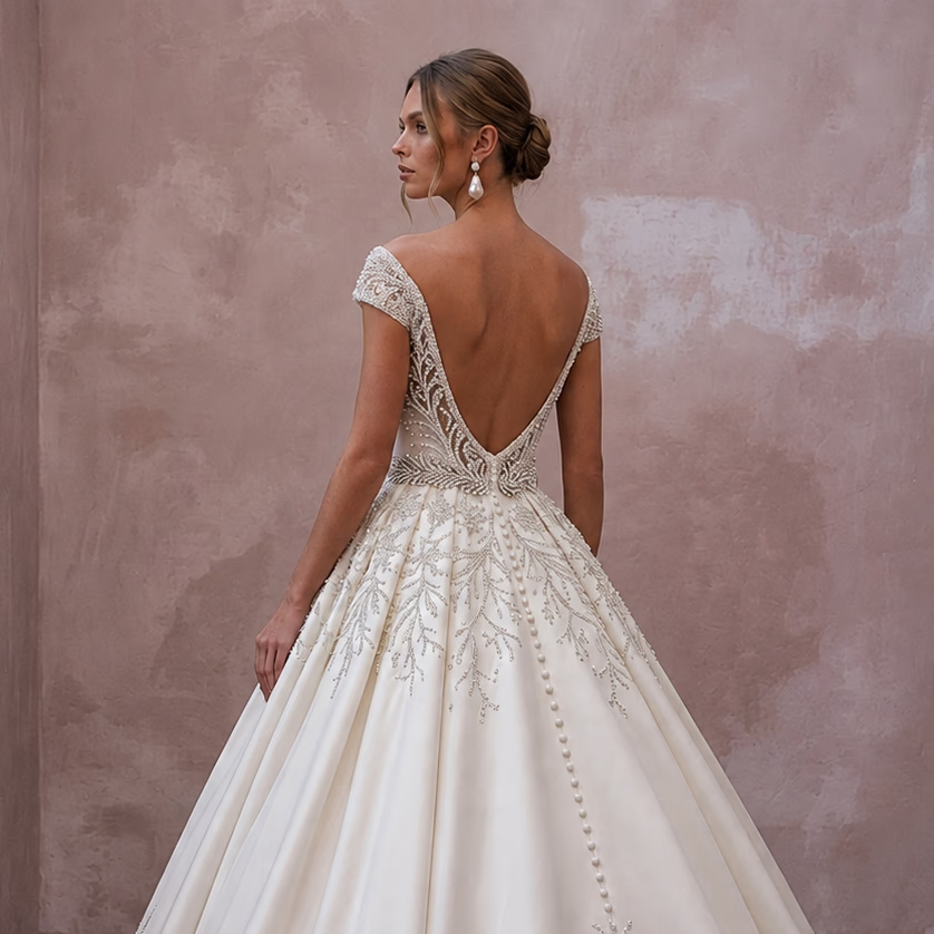 Elegant Ball Gown Wedding Dress for a Winter Reception