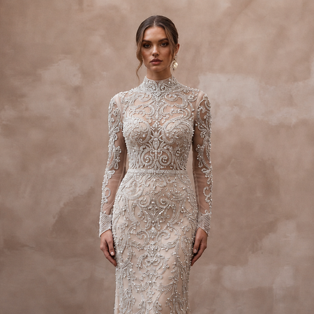Elegant Beaded Wedding Dress for a Luxury Ballroom Ceremony - Apparel & Accessories > Clothing > Wedding & Bridal Party Dresses > Wedding Dresses - Mignonette Bridal