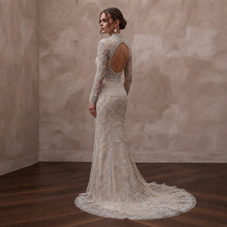 Elegant Beaded Wedding Dress for a Luxury Ballroom Ceremony - Apparel & Accessories > Clothing > Wedding & Bridal Party Dresses > Wedding Dresses - Mignonette Bridal