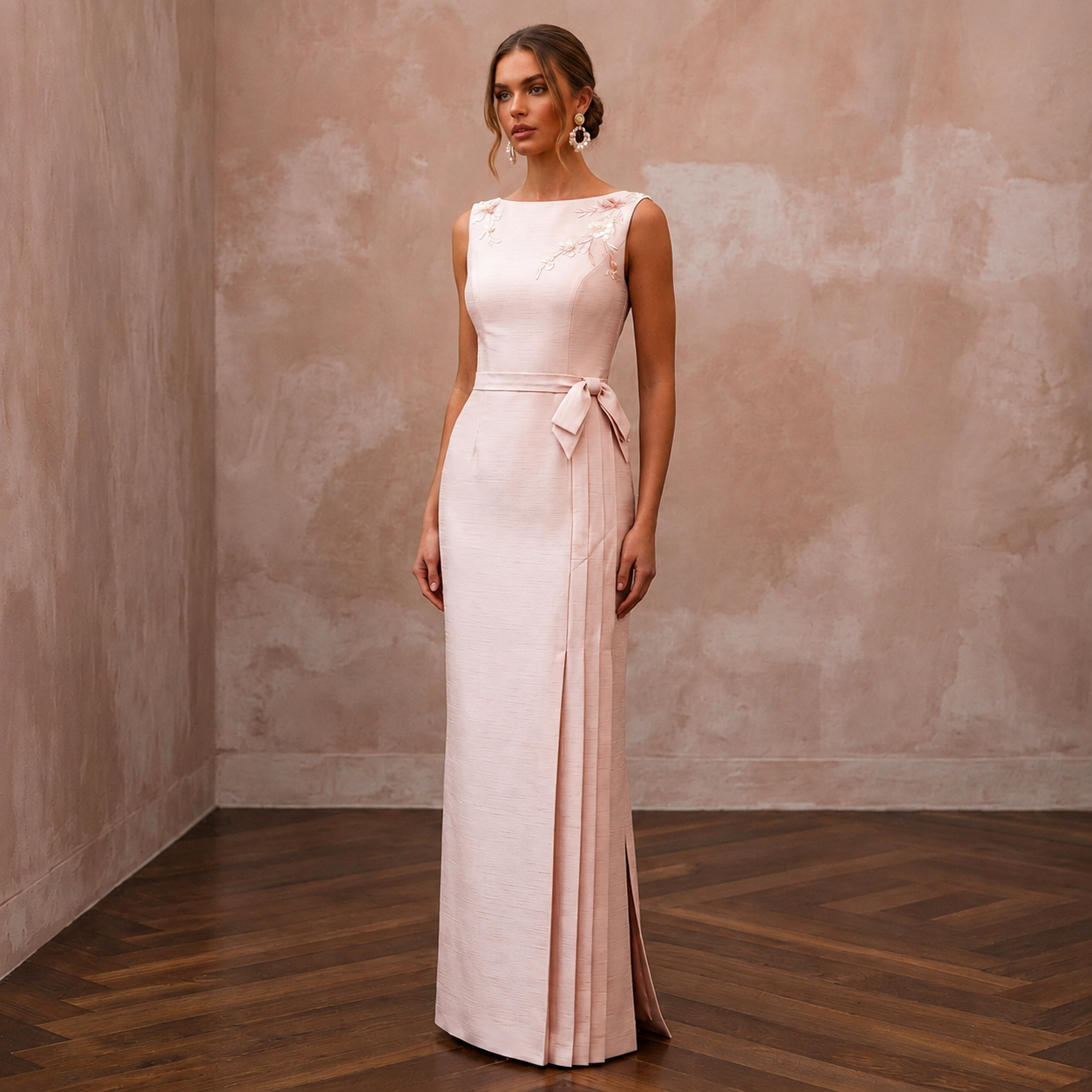 Elegant Blush Silk Sheath for Bridal Shower Luncheon